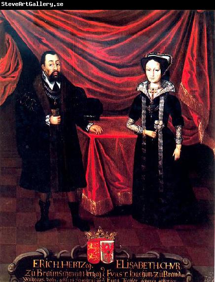 unknow artist Eric I, Duke of Brunswick-Luneburg, with his second wife, Elizabeth of Brandenburg, around 1530